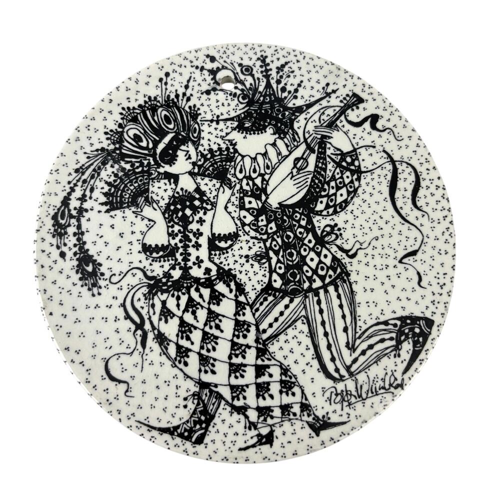 Bjorn Wiinblad Masquerade Wall Plate February‎ 3013-2 Nymolle Denmark 1970s MCM